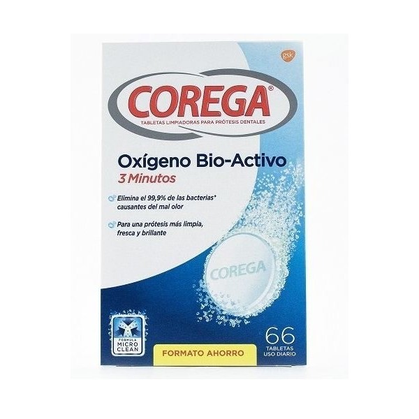 Corega Oxigeno Bio Activo 60 Tabletas Efervescentes